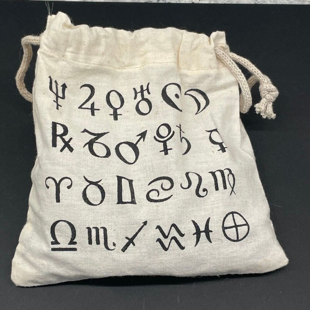 Amethyst Crystal Witch Runes Set Gold Engraved Divination Stones Crystals Pouch